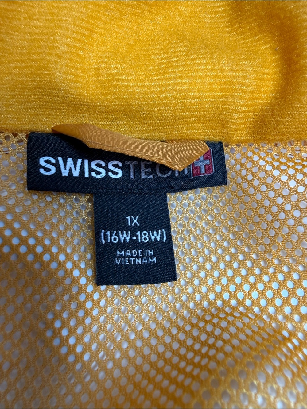 Swiss Tech Women's Plus 1X Mustard Yellow Packable Hood Rain Jacket Lightweight - Picture 5 of 12